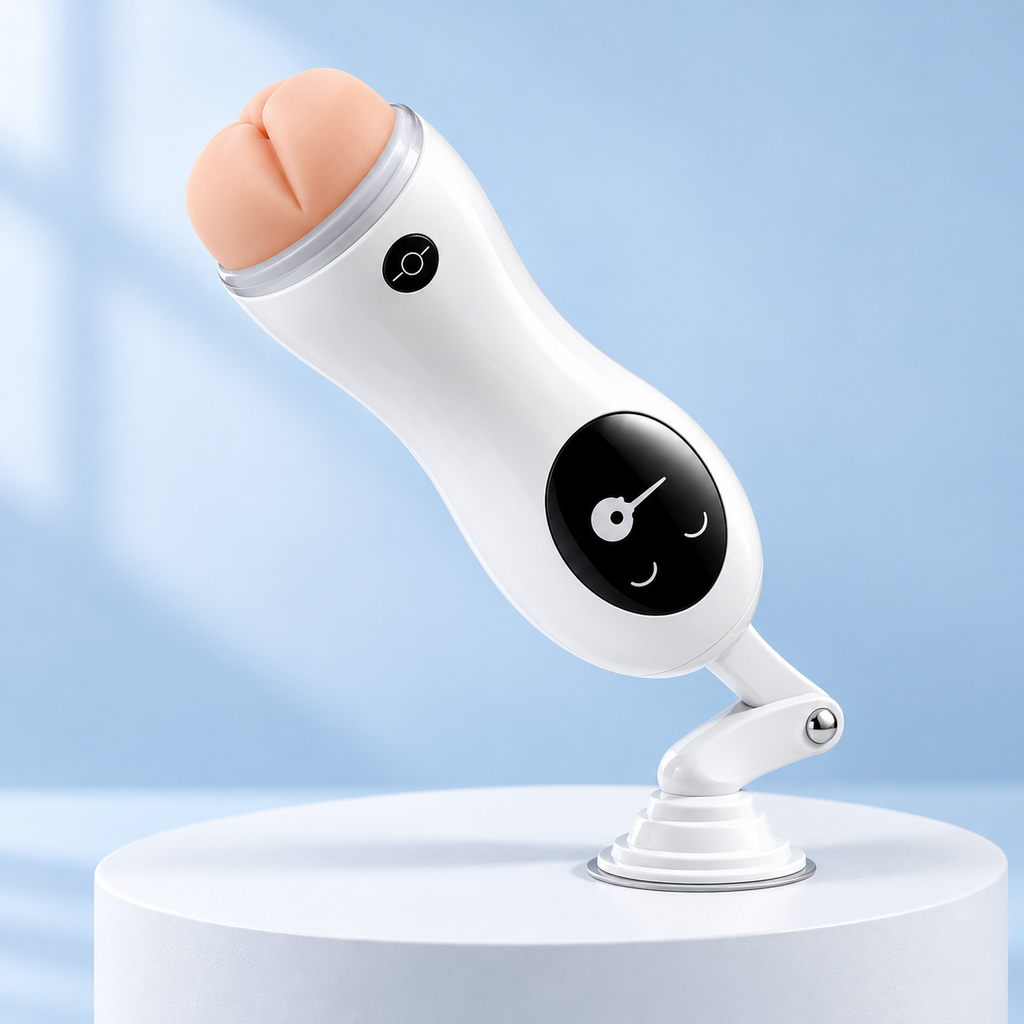 White Vibrating Suction-Mount Male Masturbator — gallery:01