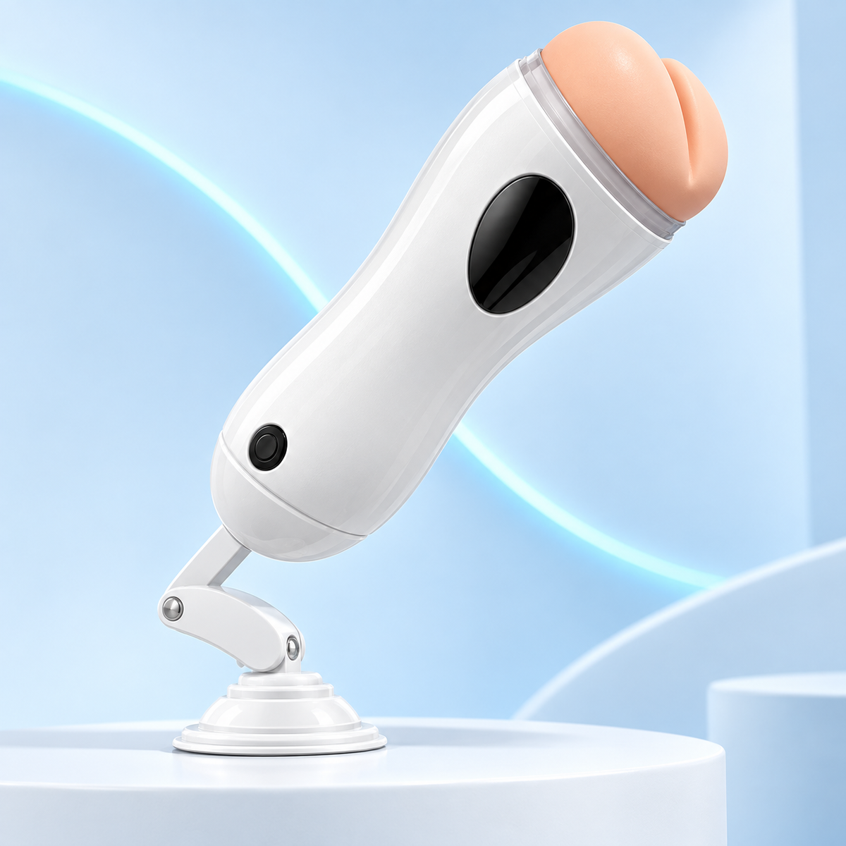 White Vibrating Suction-Mount Male Masturbator — gallery:02