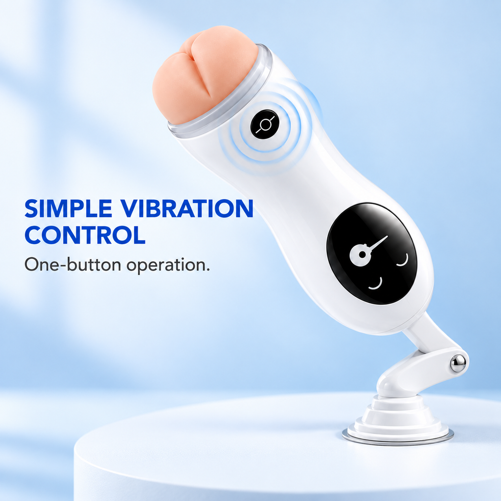 White Vibrating Suction-Mount Male Masturbator — gallery:06