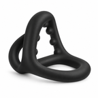 Flexible Textured Triple-Loop Cock Ring side-angle view