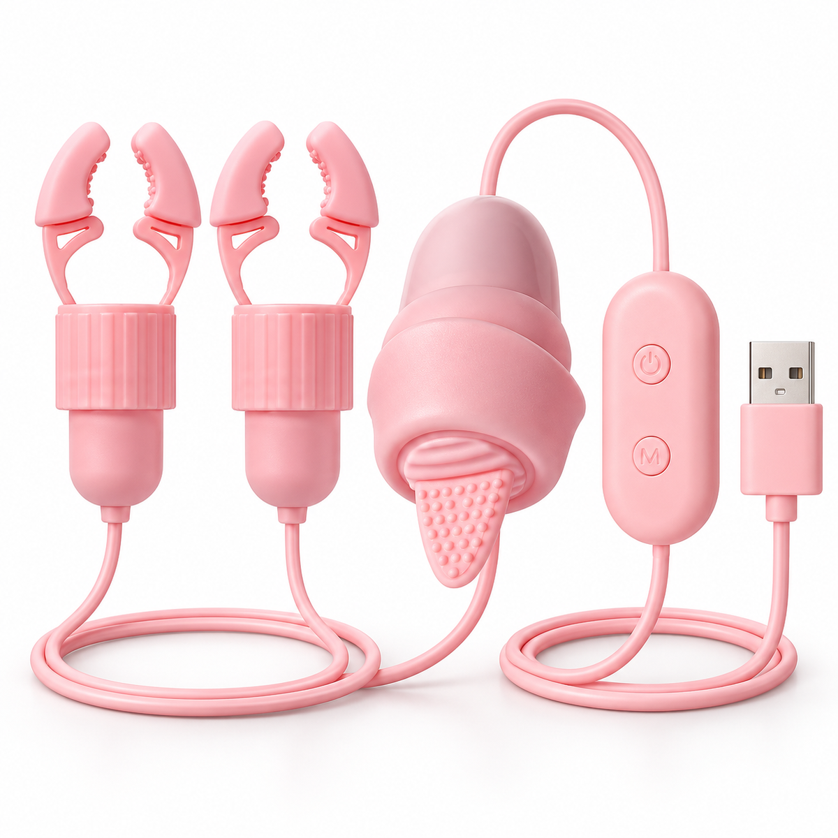 Pink USB Vibrating Nipple Clip Set — gallery:01