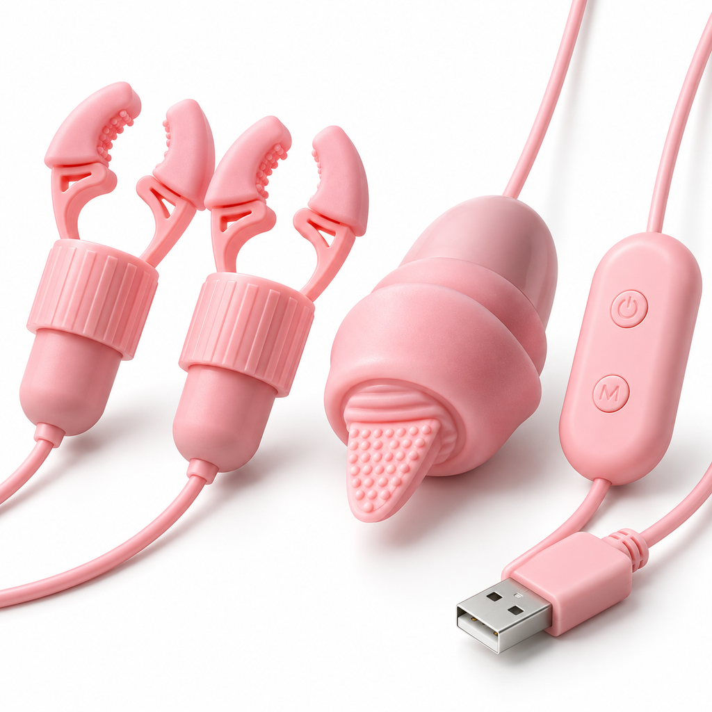 Pink USB Vibrating Nipple Clip Set — gallery:02