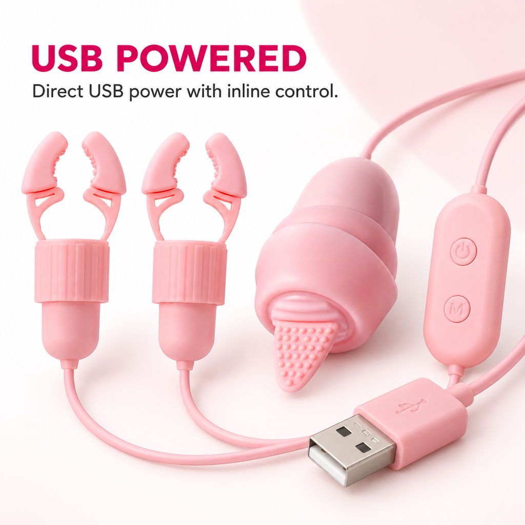 Pink USB Vibrating Nipple Clip Set — gallery:06