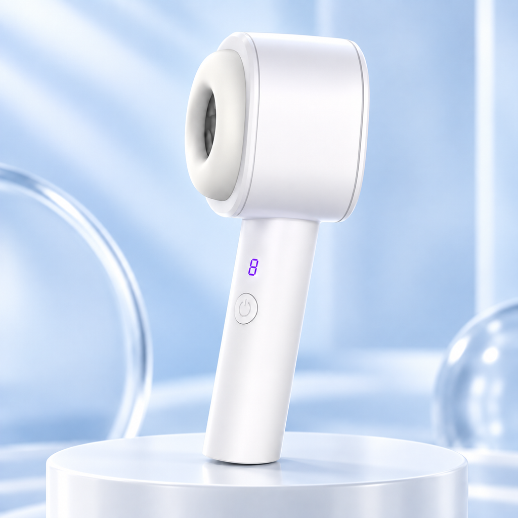 M60 White Automatic Thrusting Suction Masturbator side-angle view