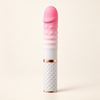 Pink and white app-controlled mini thrusting vibrator