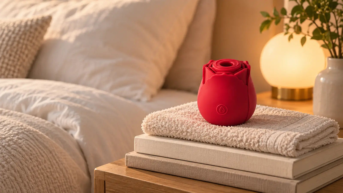 PleasureDept products in a warm still-life arrangement