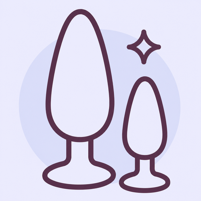 Minimal line drawing of two anal plugs