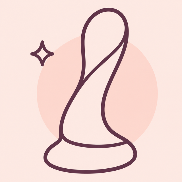Minimal line drawing of a curved dildo