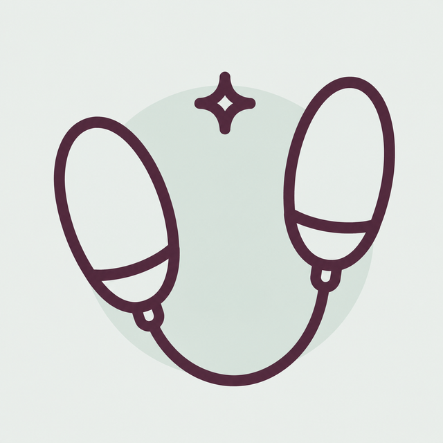 Minimal line drawing of two connected egg vibrators