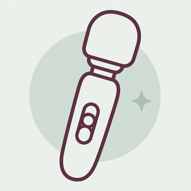 Minimal line drawing of a wand massager