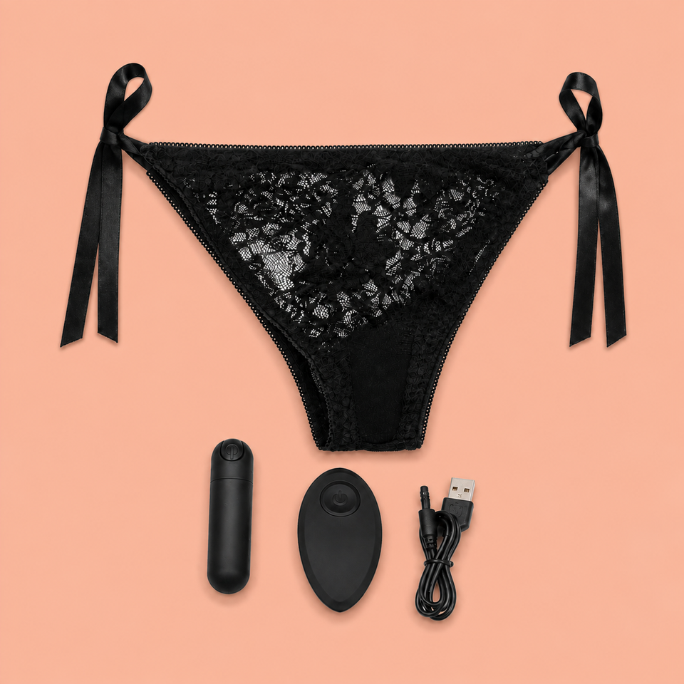 Wireless remote lace panty vibrator