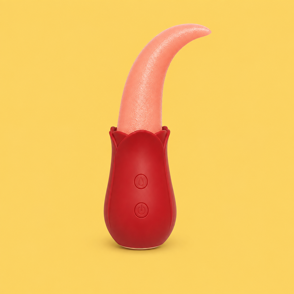 Flexible tongue-motion clitoral stimulator