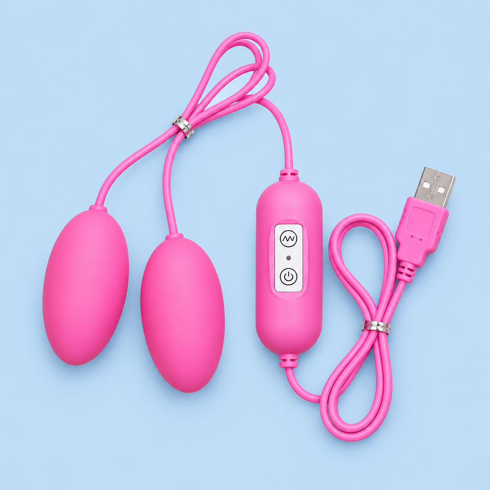 USB-powered pink dual egg vibrator